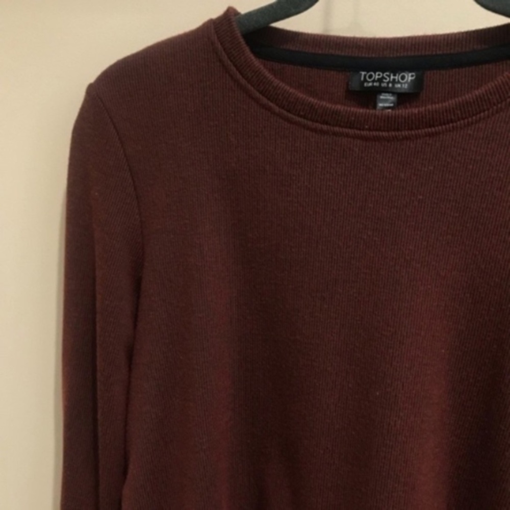 Topshop Maroon Sweater Dress with Unique Back Sz 4